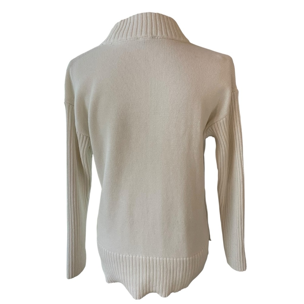 Talbots Black and Cream Snowflake Turtleneck Sweater.  Size MP - Picture 4 of 7